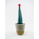 Cactus décoratif pour la maison, pot en béton | Vert / rose flash