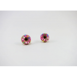 Boucles d'oreille, clou Donuts - Rose / Multicolore en acier inoxydable  | Chez Laurette