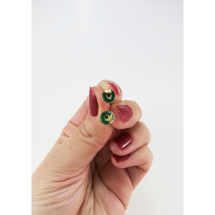 Format miniature | Boucles d'oreille, clou beignes de Noël - Vert forêt / Feuille d'or acier inoxydable