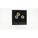 Boucles d'oreille, clou Donuts asymétrique - Vert / confettis multicolores et duo Bleu & Jaune / confettis multicolores