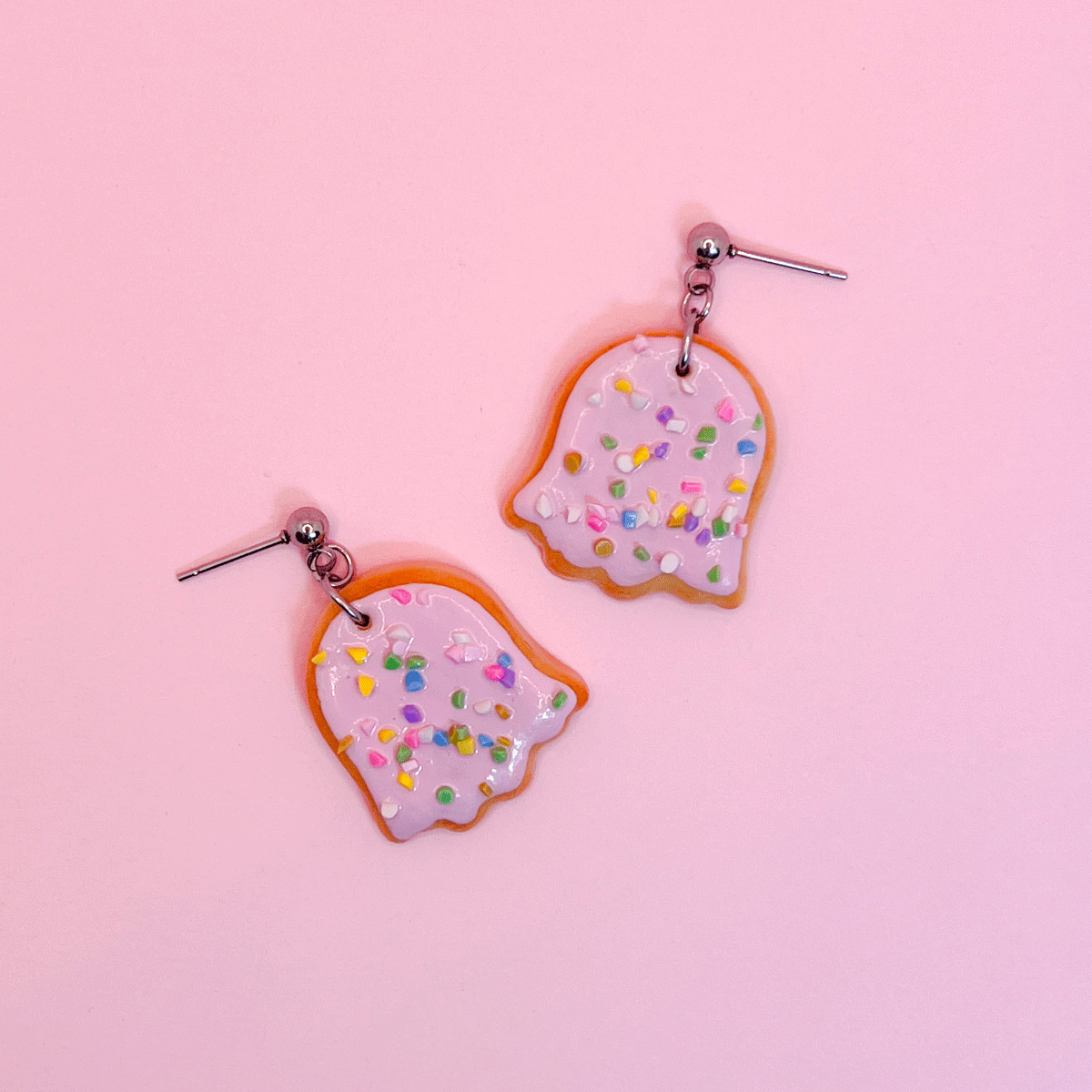 Grandes boucles d'oreilles puces pendantes - Fantôme Pop-Tart