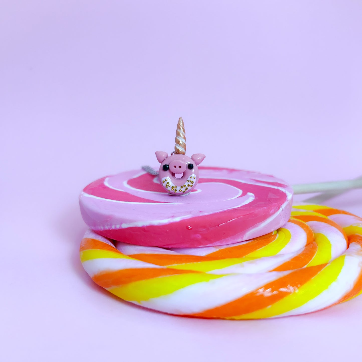 Collier - Beigne-Cochon-Licorne rose