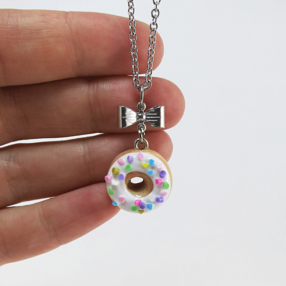 Collier - Beigne blanc & funfettis multicolore