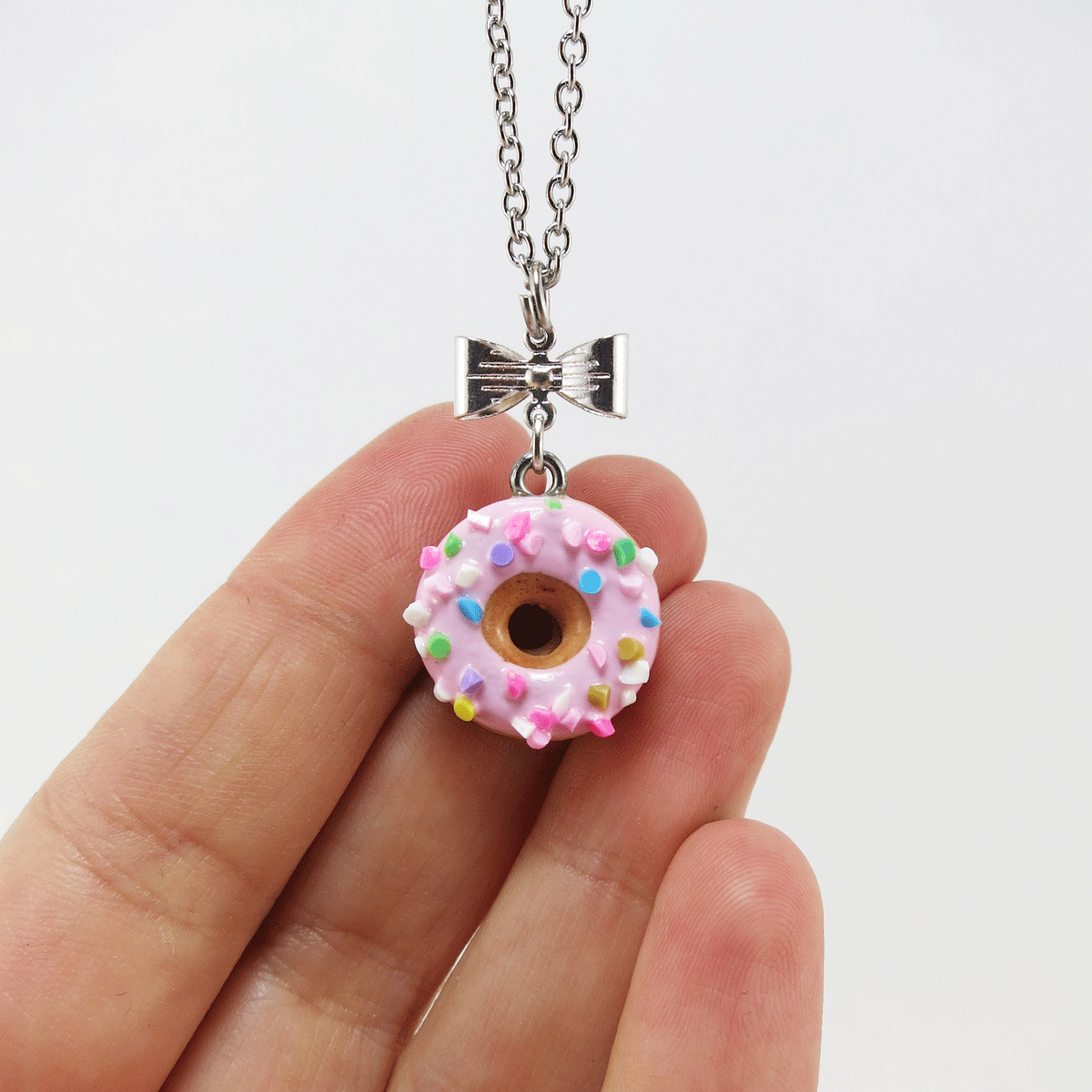 Collier - Beigne rose ultra pâle & funfettis multicolore