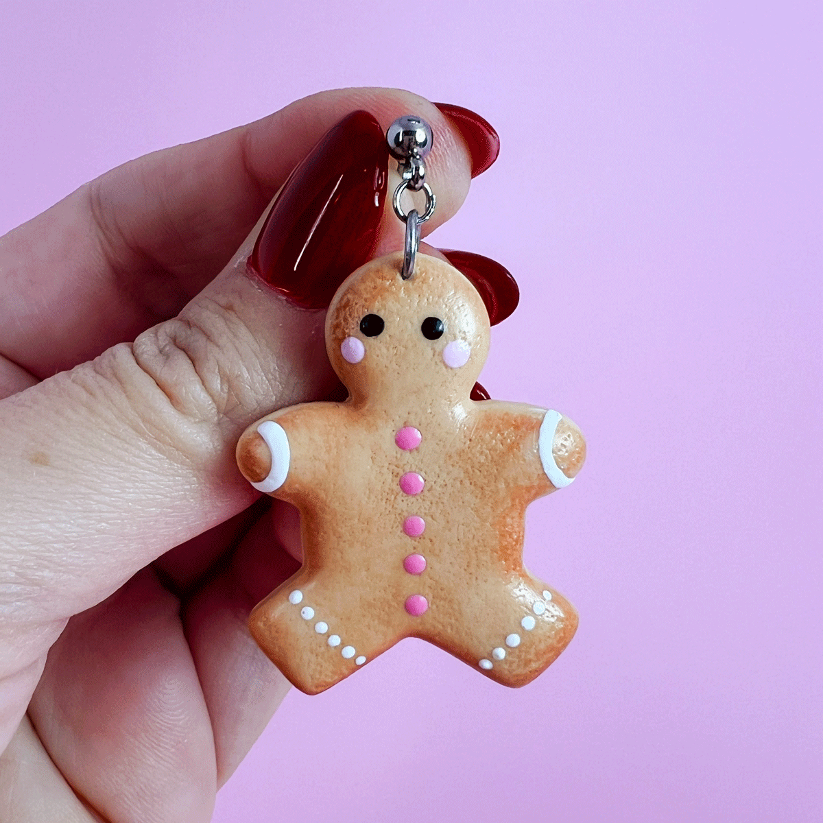 Grandes boucles d'oreilles puces pendantes - Mignon bonhomme pain d'épice