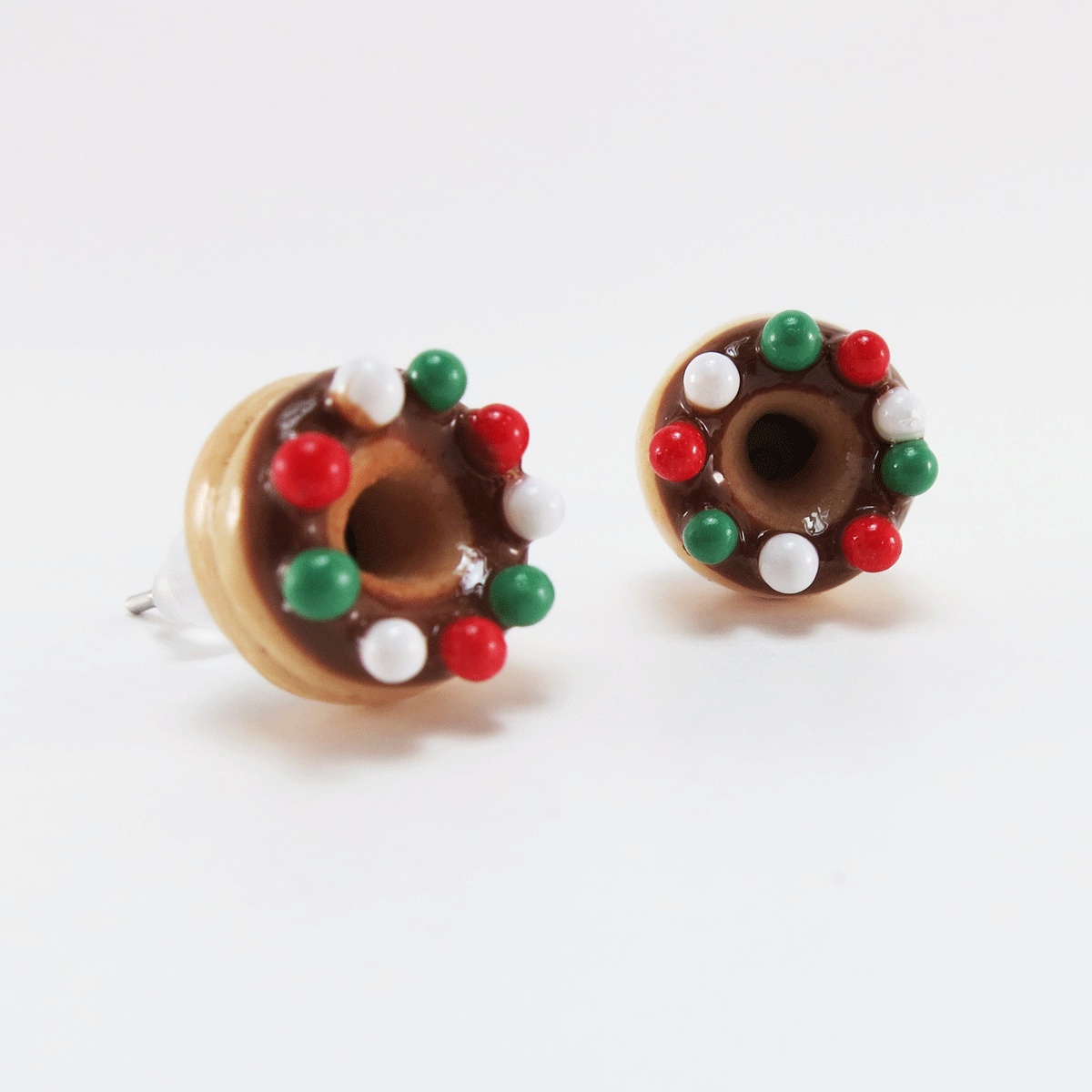 Beigne - chocolat et mini billes vertes / rouges / blanches