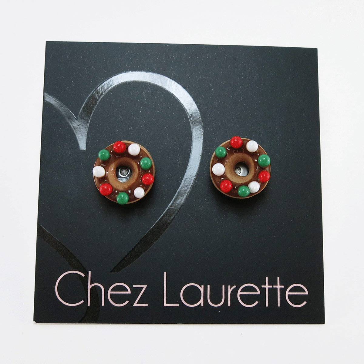 Beigne - chocolat et mini billes vertes / rouges / blanches