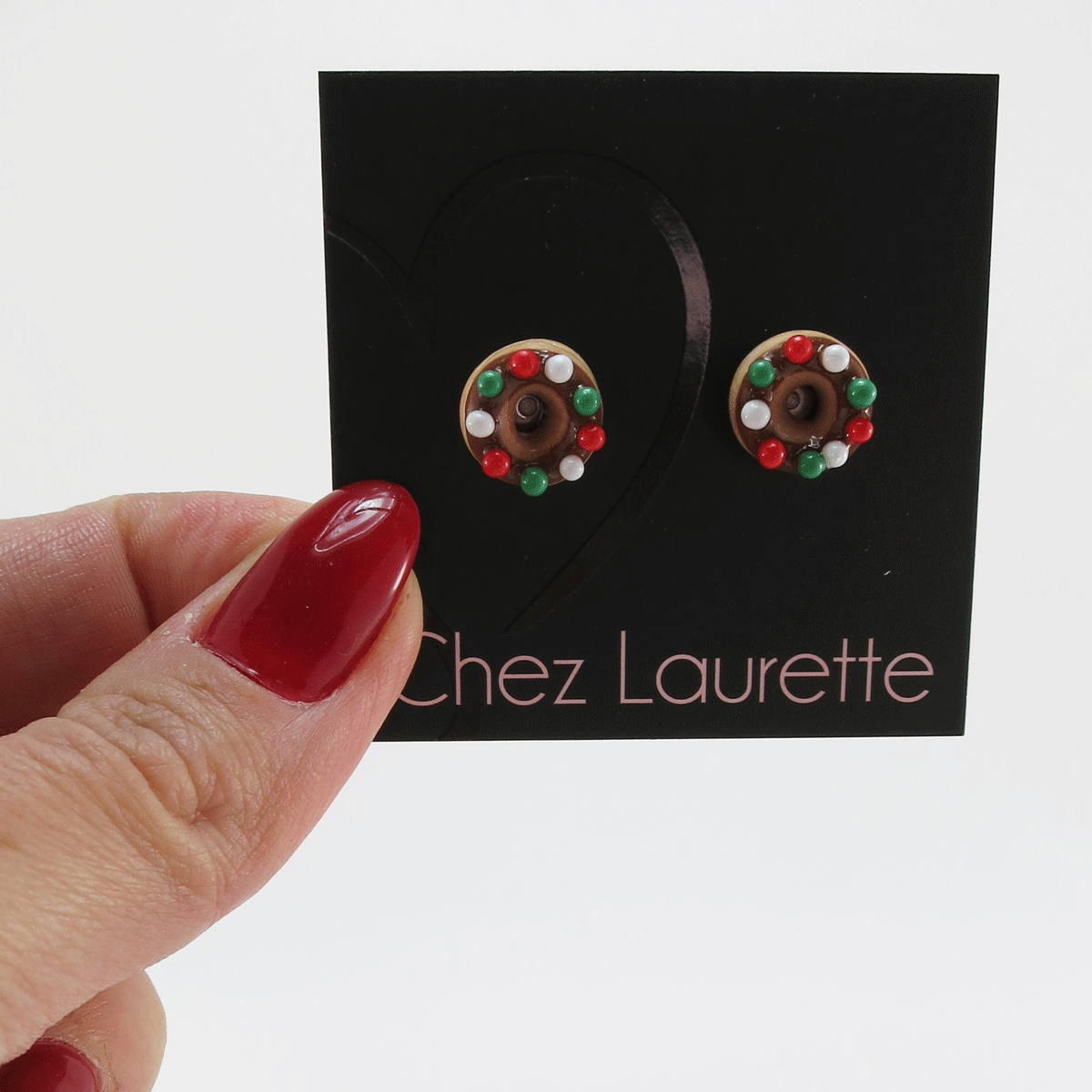 Beigne - chocolat et mini billes vertes / rouges / blanches