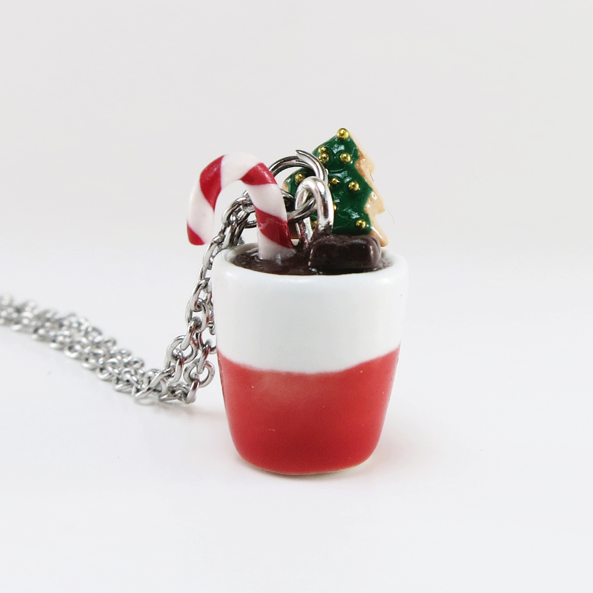 Tasse de Noël toute garnie : biscuit sapin, cane de Noël & carreau de chocolat