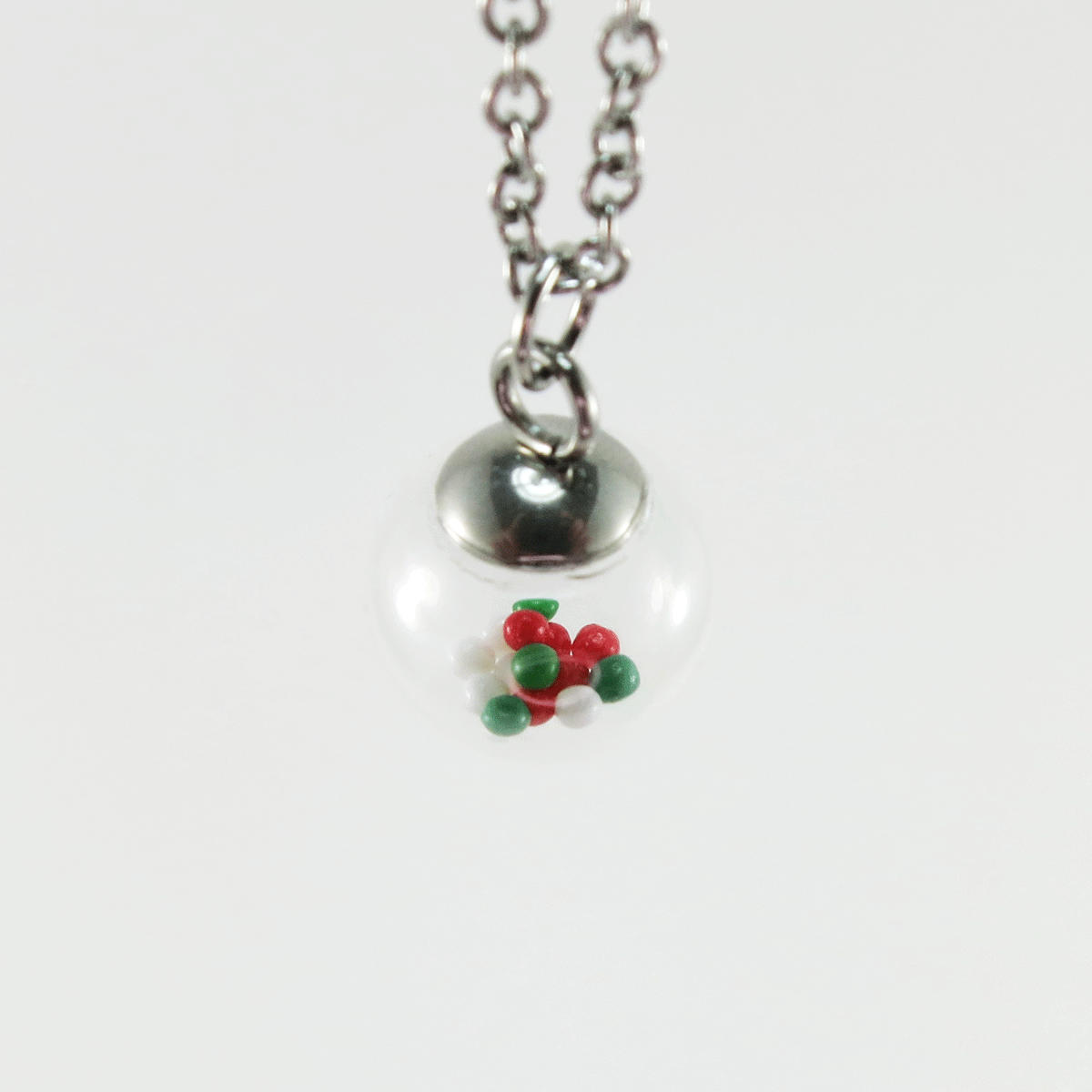 Boule de Noël (1.5cm) & mini billes vert / blanc / rouge