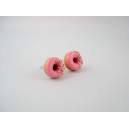 Donuts à la rose sucrée, bijoux gourmand, pate polymere, fimo, donuts, puces d'oreille, boucles d'oreille, fait main