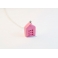 Petite Maison - Rose | Collier, chez laurette polymere fait main montreal maison collier