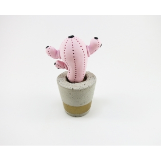Cactus décoratif pour la maison, pot en béton | Rose pâle / noir