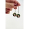 Boucles d'oreille pendantes de Noël - Beignes Vert forêt / cane de bonbon (rouge/blanc) & feuilles d'or | Acier inoxydable