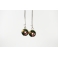 Boucles d'oreille pendantes de Noël - Beignes Vert forêt / cane de bonbon (rouge/blanc) & feuilles d'or | Acier inoxydable