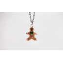 Necklace - Gingerbread man cookie with green bow (mini)