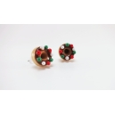 Donuts - brown & white, red, green mini beads | Studs