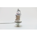 Necklace -  White Quartz Geode Cake, silver leafs & Christmas glass ball (MAXI) | Unique piece