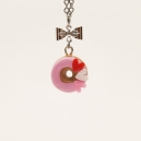 Necklace -  ultra light pink Donut & 3 little hearts (mini)