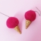 Boucles d'oreille pendantes - Cornet boule de laine (Fushia)