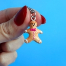 Necklace - Gingerbread man cookie with pink bow (mini)