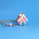 Necklace - Pink Ginger bread House (maxi) | Unique piece