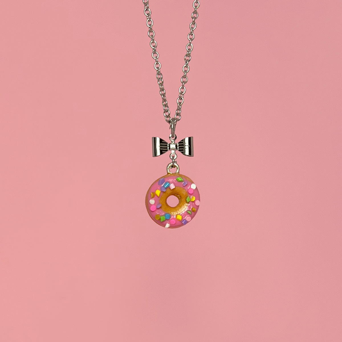 Collier - Beigne rose & funfettis multicolore