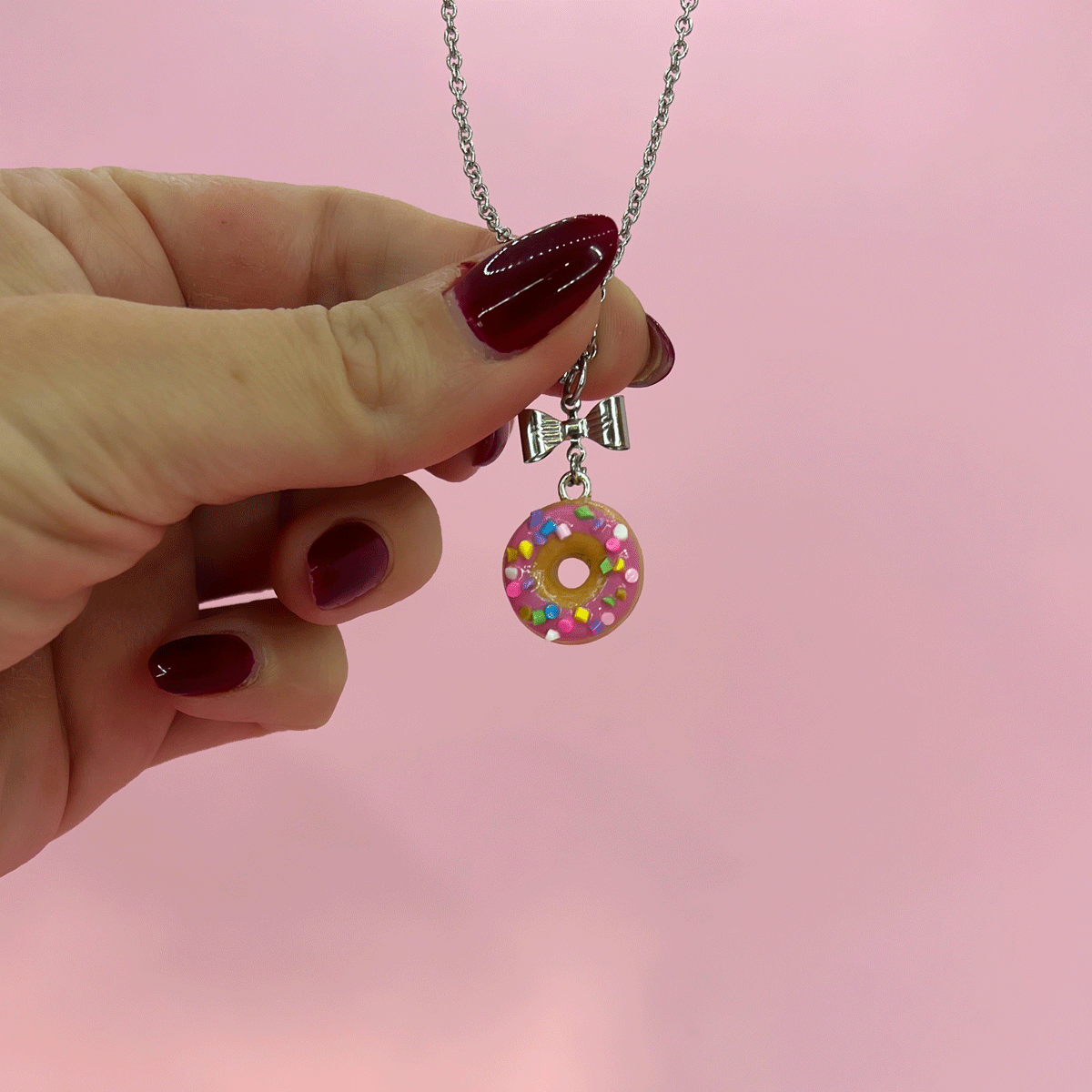 Collier - Beigne rose & funfettis multicolore