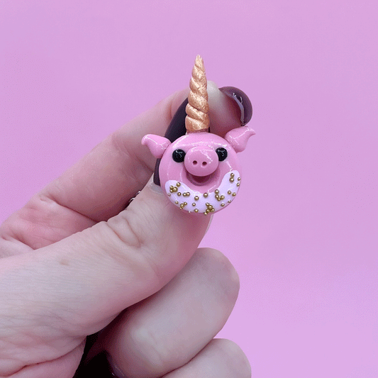 Collier - Beigne-Cochon-Licorne rose