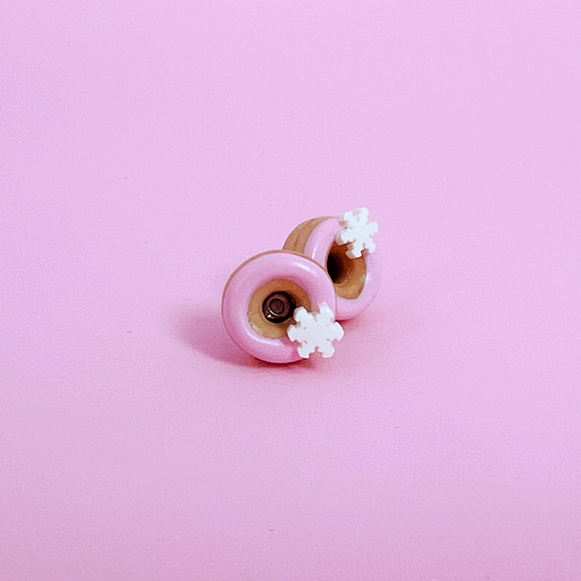 Boucles d'oreille, clou Beigne - Rose ultra pâle et flocon