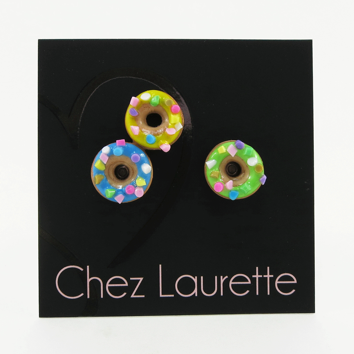 Donuts asymétrique - Vert / confettis multicolores et duo Bleu & Jaune / confettis multicolores