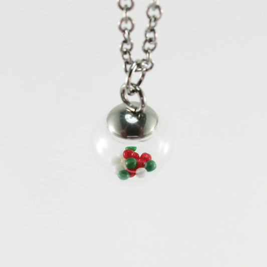 Boule de Noël (1.5cm) & mini billes vert / blanc / rouge